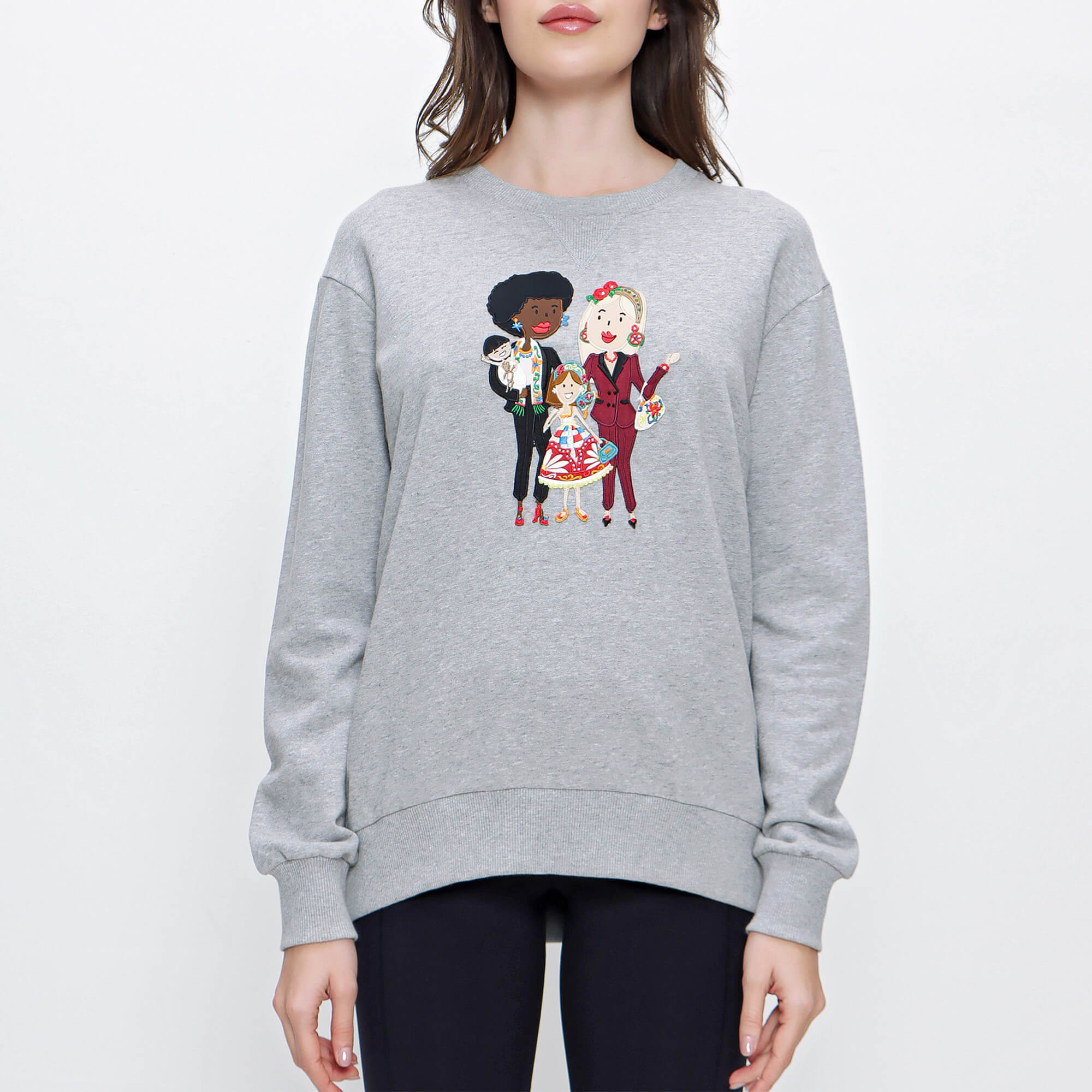 Dolce&Gabbana - Grey Cotton DG Family Sweatshirt 